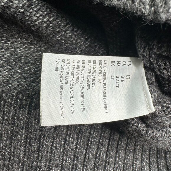 American Eagle Seriously Soft Quarter Zip Sweater Mens Large Tall LT Gray Ribbed - Picture 6 of 14